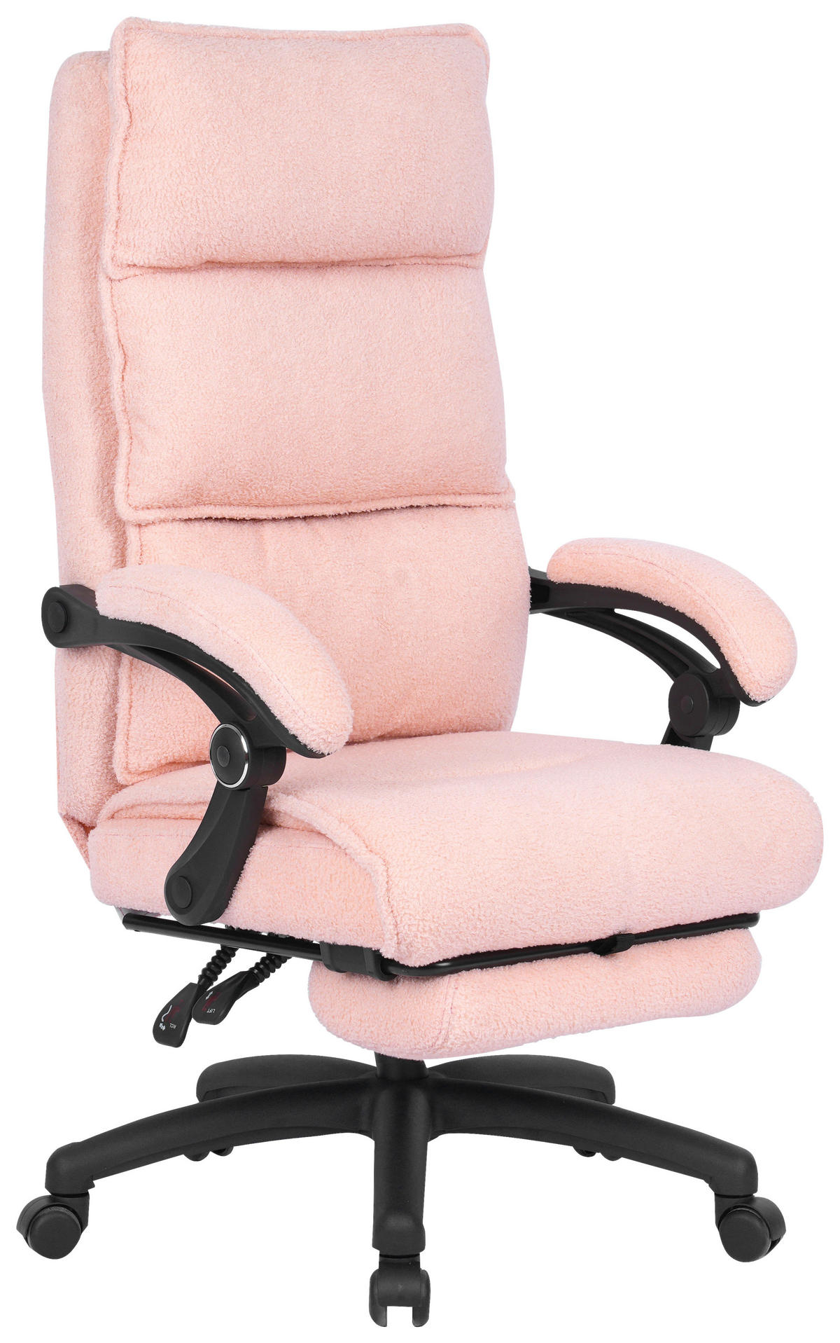CHEFSESSEL Teddystoff Rosa  - Schwarz/Rosa, Design, Kunststoff/Textil (64,5/112/120/65cm) - Carryhome