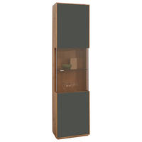 VITRINE  in furniert, massiv Wildeiche Grau, Wildeiche - Wildeiche/Silberfarben, Design, Glas/Holz (50/204/40cm) - Waldwelt