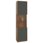 VITRINE in furniert, massiv Wildeiche Grau, Wildeiche  - Wildeiche/Silberfarben, Design, Glas/Holz (50/204/40cm) - Waldwelt