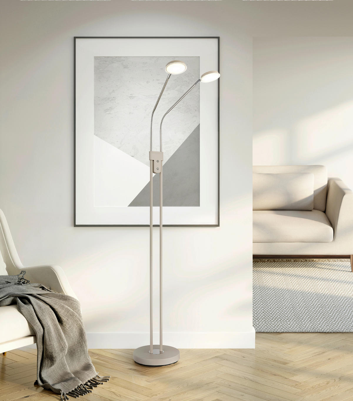 LED-STEHLEUCHTE Silvio 55/25 cm  - Sandfarben/Klar, Design, Kunststoff/Metall (55/25cm) - Globo