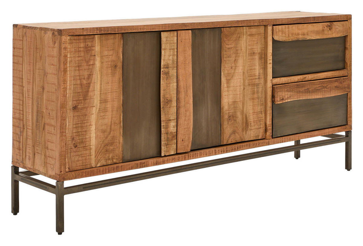 ŠIROKÁ KOMODA, akácia, farba akácie, sivá, 175/80/40 cm - farba akácie/sivá, Konventionell, kov/drevo (175/80/40cm) - Livetastic