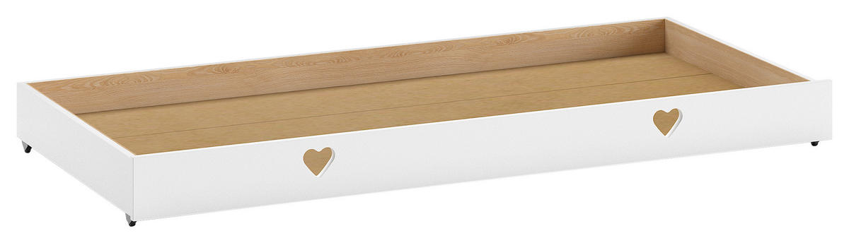 HAUSBETT Absturzsicherung, Bettschublade 90/200 cm  in Weiß  - Weiß, Natur, Holz (90/200cm) - MID.YOU