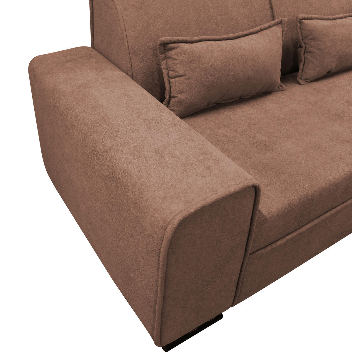 ECKSOFA in Struktur, Bouclé Altrosa  - Altrosa/Schwarz, Design, Kunststoff/Textil (270/175cm) - MID.YOU