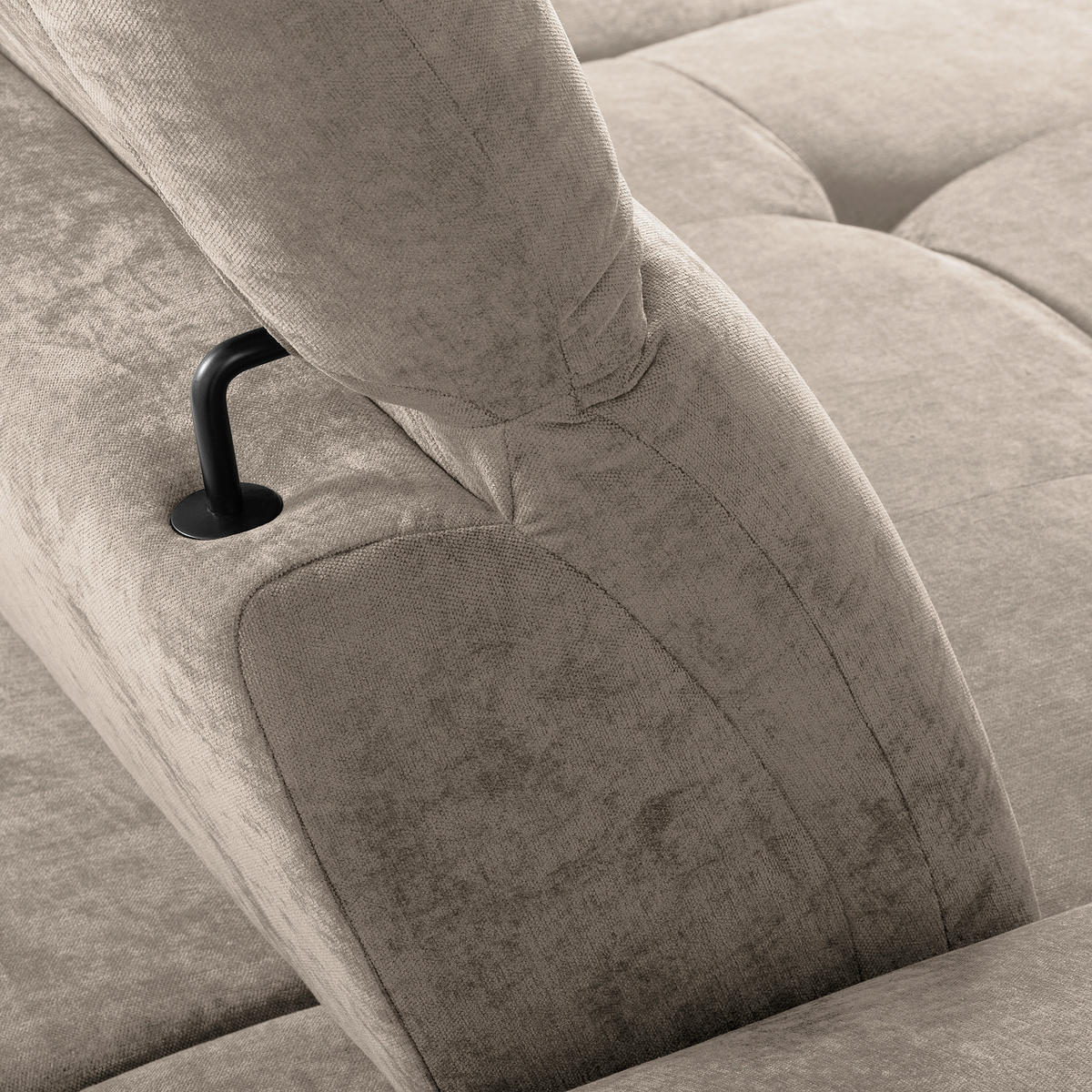 ECKSOFA  Webstoff Taupe  - Taupe/Schwarz, Design, Textil/Metall (195/268cm) - Livetastic