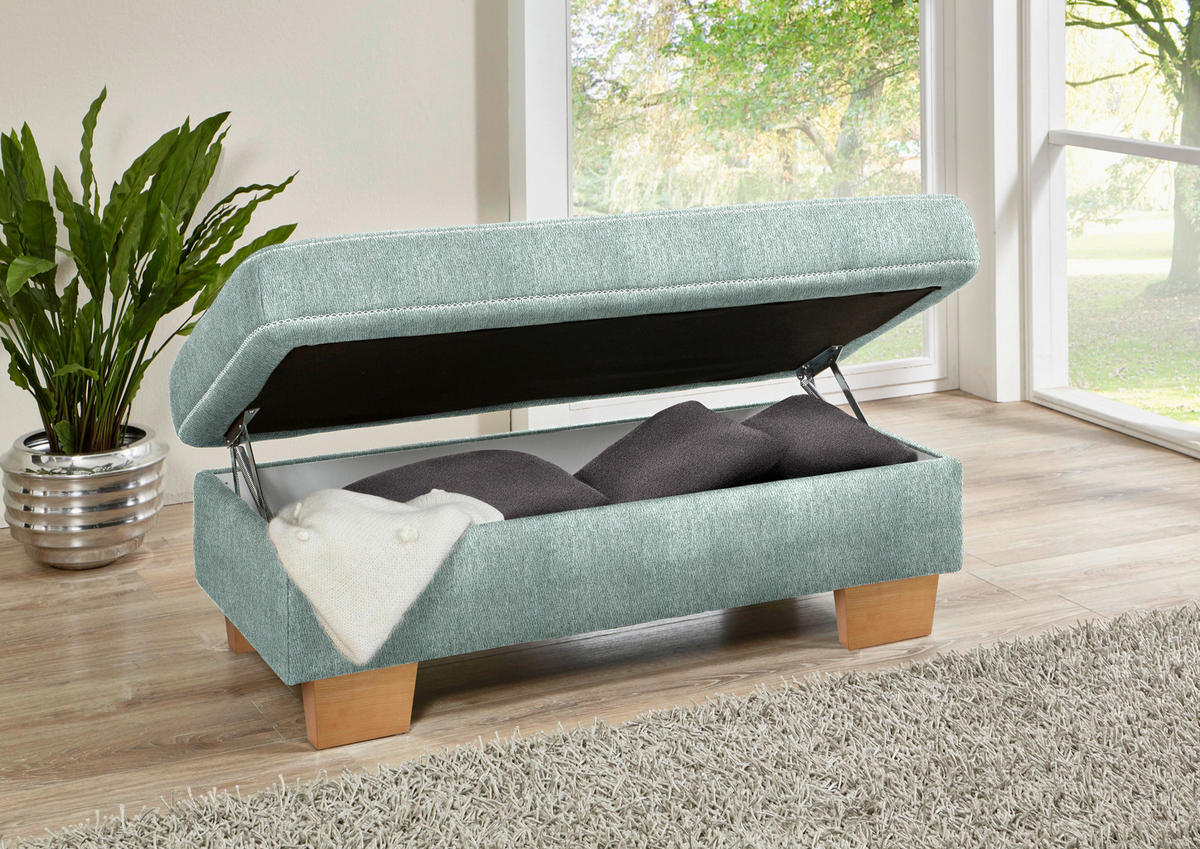 ECKSOFA in Mikrofaser Mintgrün  - Eichefarben/Beige, Natur, Holz/Textil (226/273cm) - Beldomo System