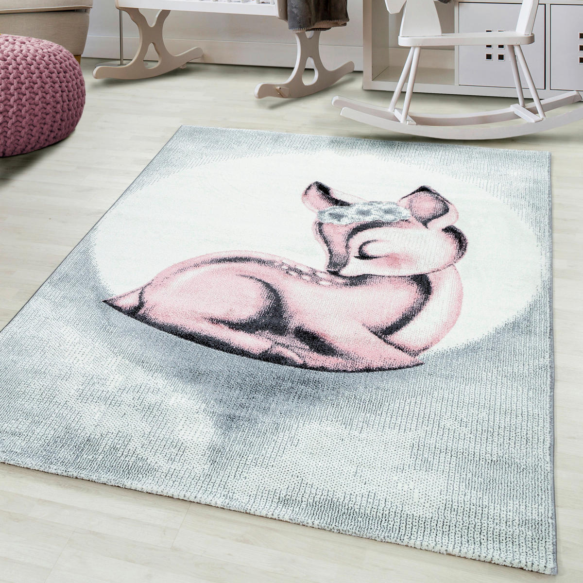 KINDERTEPPICH 80/150 cm Bambi  - Hellrosa/Hellgrau, Trend, Textil (80/150cm)