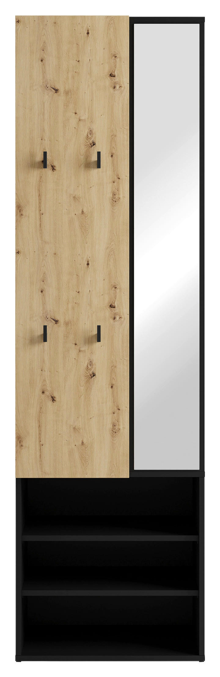 Mid.you Garderobe Eiche Artisan, Schwarz 55x187.5x40.5 cm