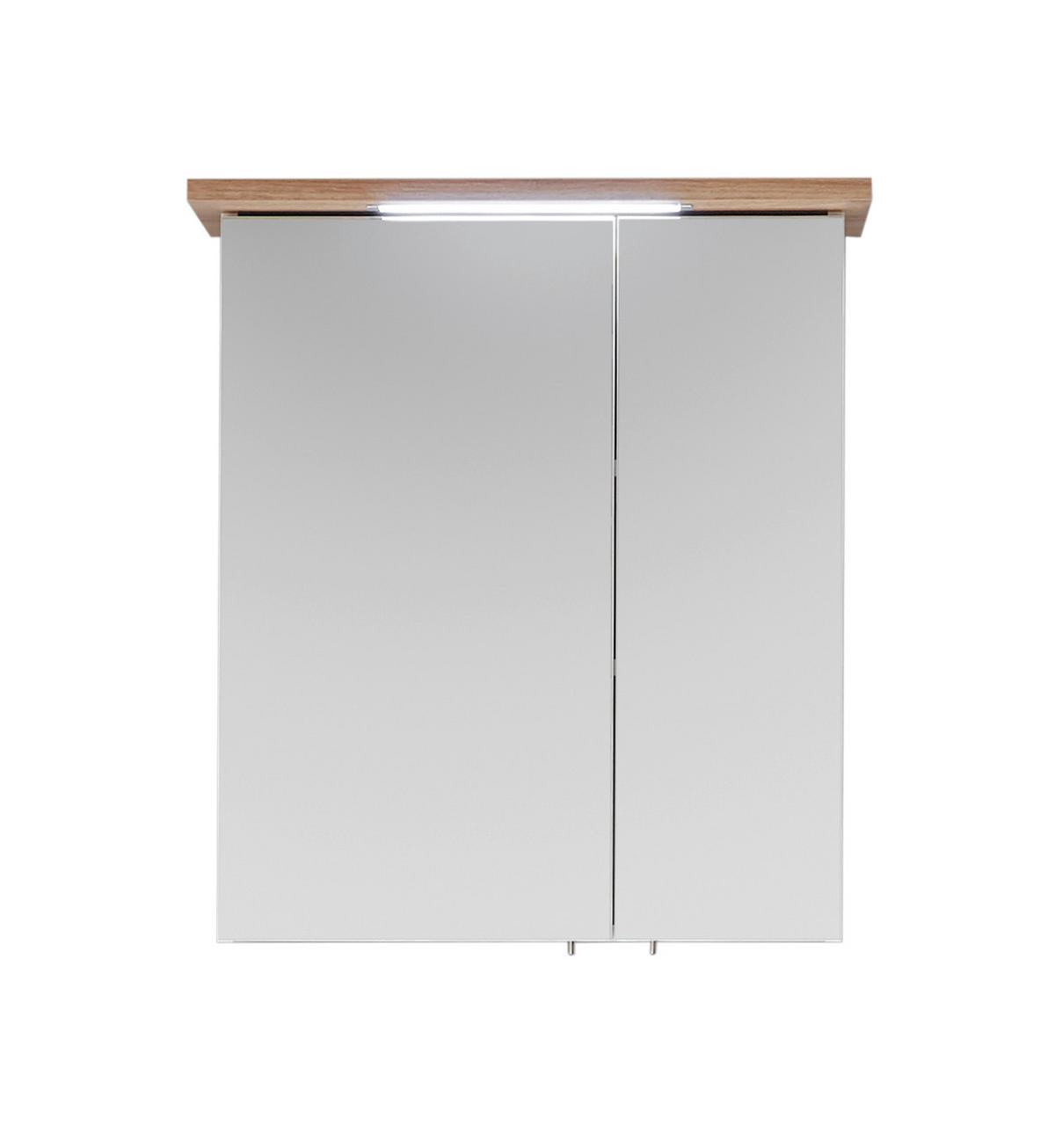 ORMARIĆ SA OGLEDALOM  bela, boja hrasta  - boja hroma/boja hrasta, Dizajnerski, staklo/metal (60/72/20cm) - Xora