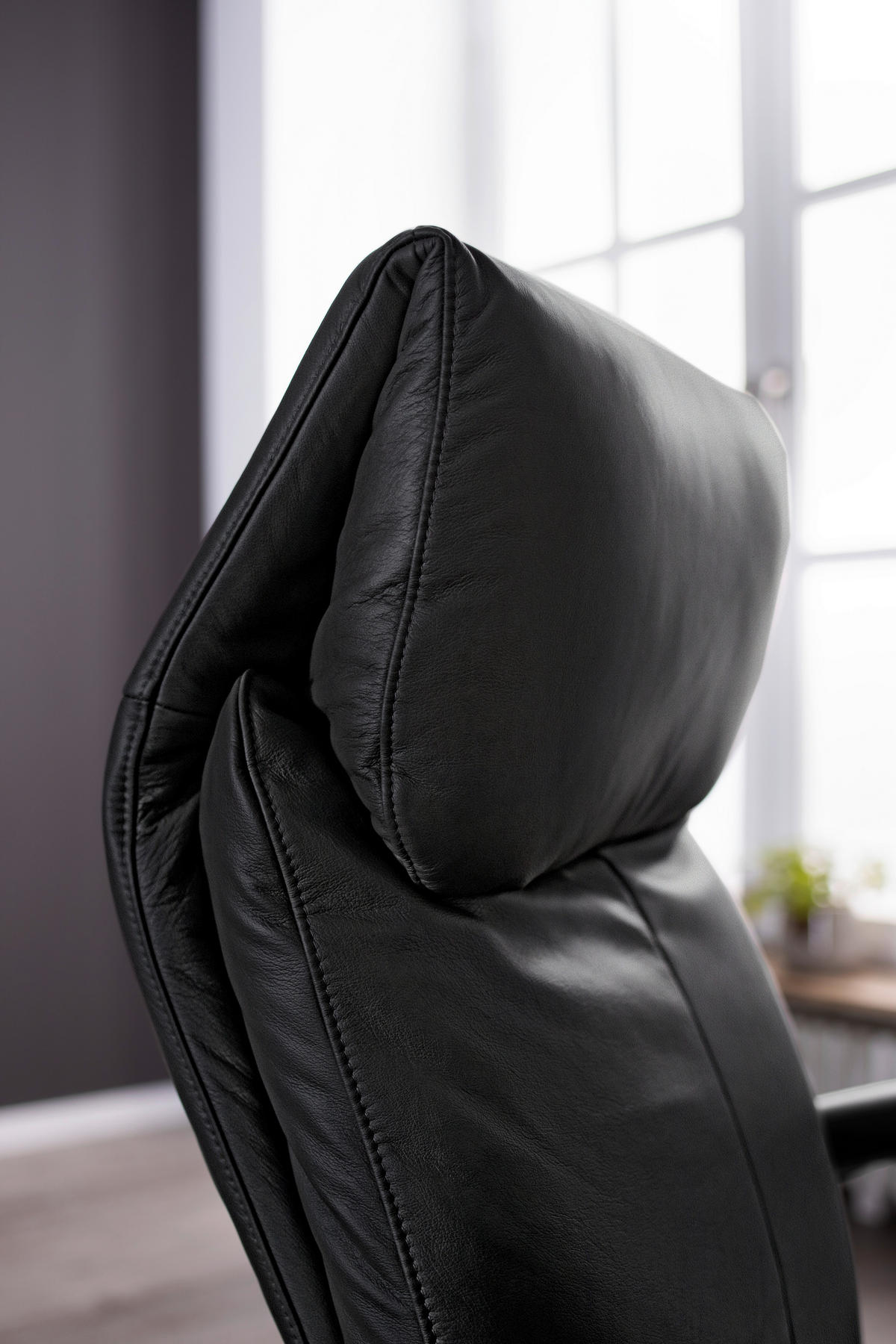 RELAXSESSEL in Leder Schwarz  - Chromfarben/Schwarz, Design, Leder/Metall (68/113/80cm) - Chilliano