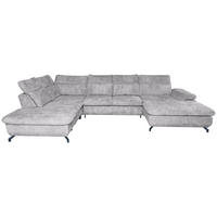 WOHNLANDSCHAFT Hellgrau Struktur  - Hellgrau/Schwarz, KONVENTIONELL, Textil/Metall (253/357/188cm) - Carryhome