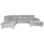 WOHNLANDSCHAFT in Struktur Hellgrau  - Hellgrau/Schwarz, KONVENTIONELL, Textil/Metall (253/357/188cm) - Carryhome