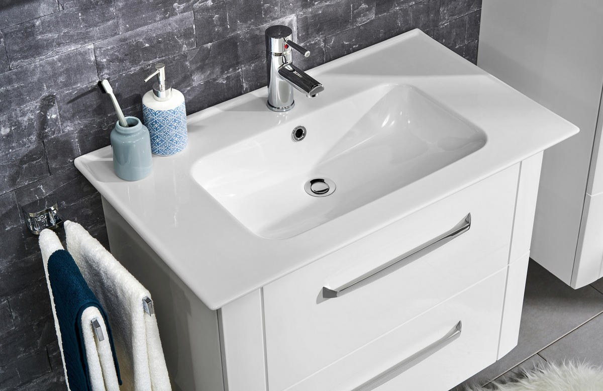 WASCHBECKEN 80/2,4/46,8 cm  - Weiß, MODERN, Keramik (80/2,4/46,8cm) - Sadena