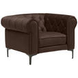 CHESTERFIELD-SESSEL in Samt Dunkelbraun  - Dunkelbraun/Schwarz, Trend, Textil/Metall (105/75/90cm) - Carryhome