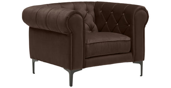 CHESTERFIELD-SESSEL in Samt Dunkelbraun  - Dunkelbraun/Schwarz, Trend, Textil/Metall (105/75/90cm) - Carryhome