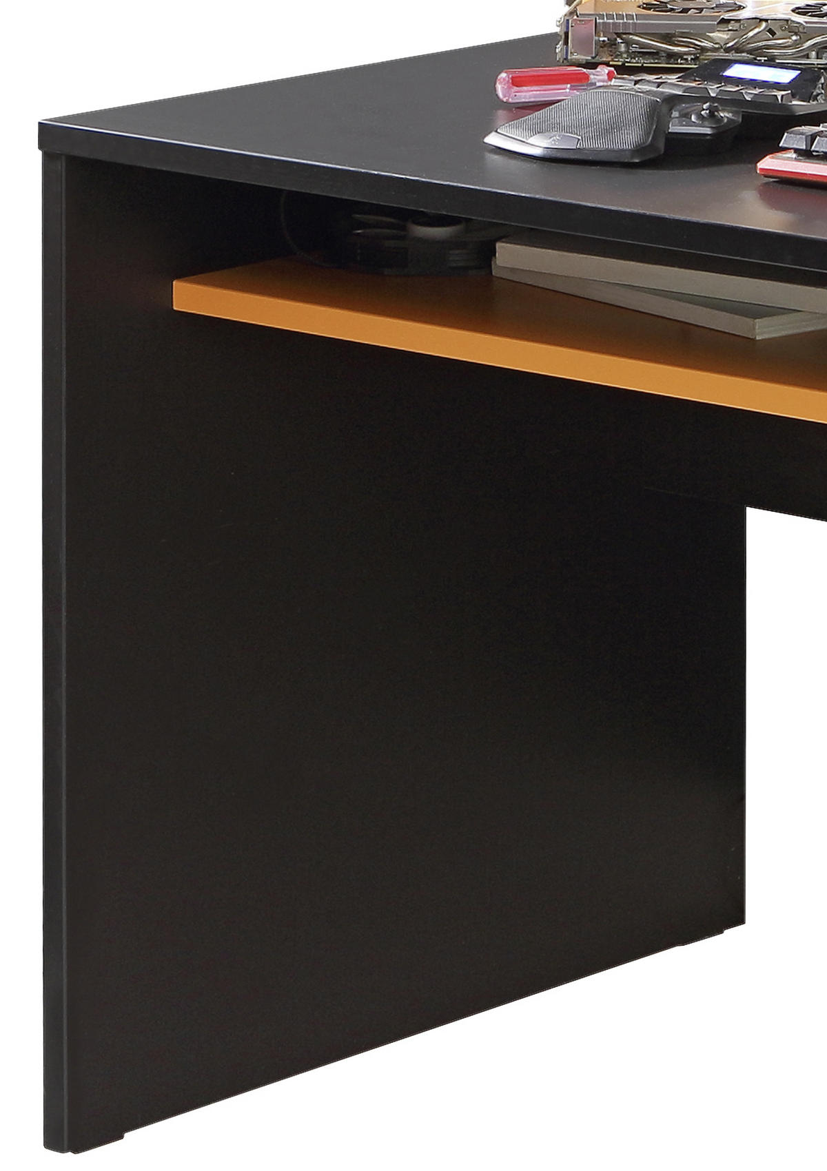 GAMINGTISCH Orange, Schwarz  - Schwarz/Orange, MODERN, Holzwerkstoff/Kunststoff (160/69/93,8cm) - MID.YOU