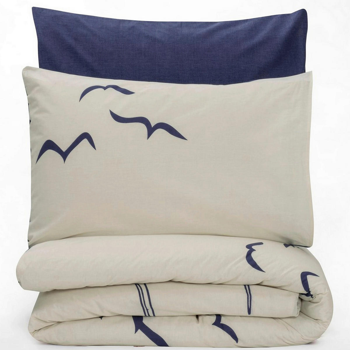 BETTWÄSCHE 135/200 cm  - Weiß/Dunkelblau, Basics, Textil (135/200cm)