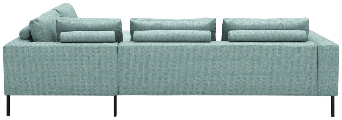 ECKSOFA  in Flachgewebe Hellblau  308/270 cm  - Schwarz/Hellblau, Design, Textil/Metall (308/270cm) - Pure Home Lifestyle