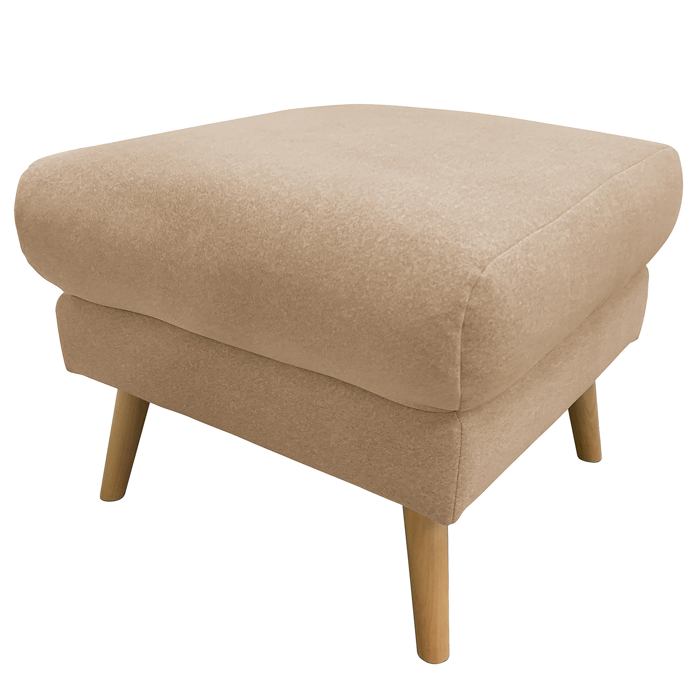 HOCKERTextil Beige  - Beige/Buchefarben, Design, Holz/Textil (61/49/65cm) - Livetastic