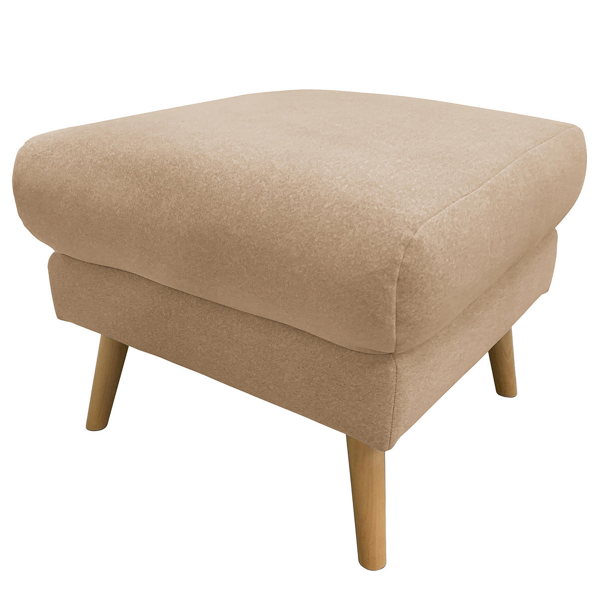 HOCKER in Textil Beige  - Beige/Buchefarben, Design, Holz/Textil (61/49/65cm) - Livetastic