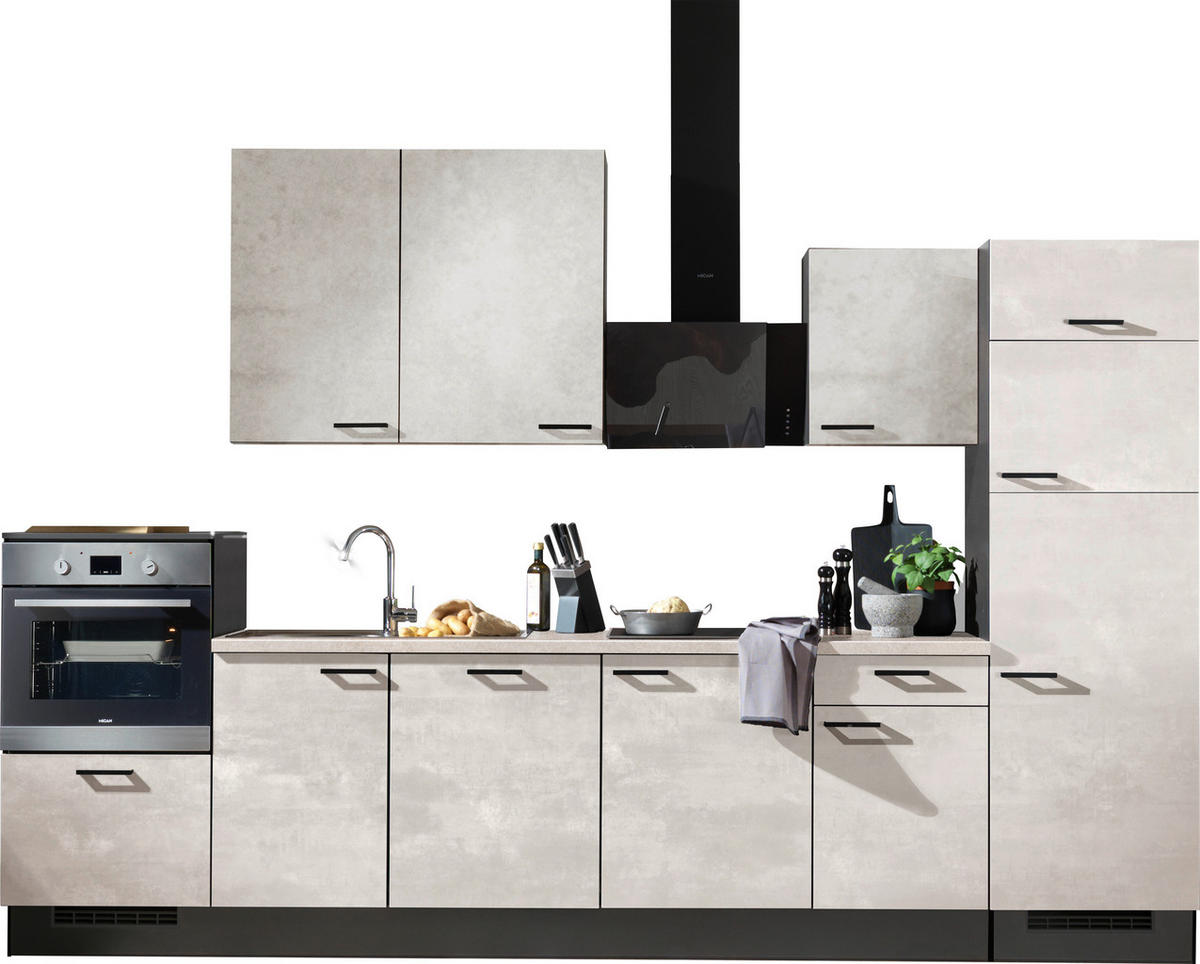 KÜCHENLEERBLOCK 340 cm   in Graphitfarben, Grau, Weiß  - Schwarz/Graphitfarben, Design, Holzwerkstoff/Metall (340cm) - Xora