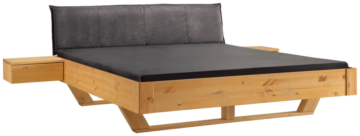 BALKENBETT 180/200 cm,  in Anthrazit, Kieferfarben,  - Anthrazit/Kieferfarben, KONVENTIONELL, Holz (180/200cm) - Linea Natura