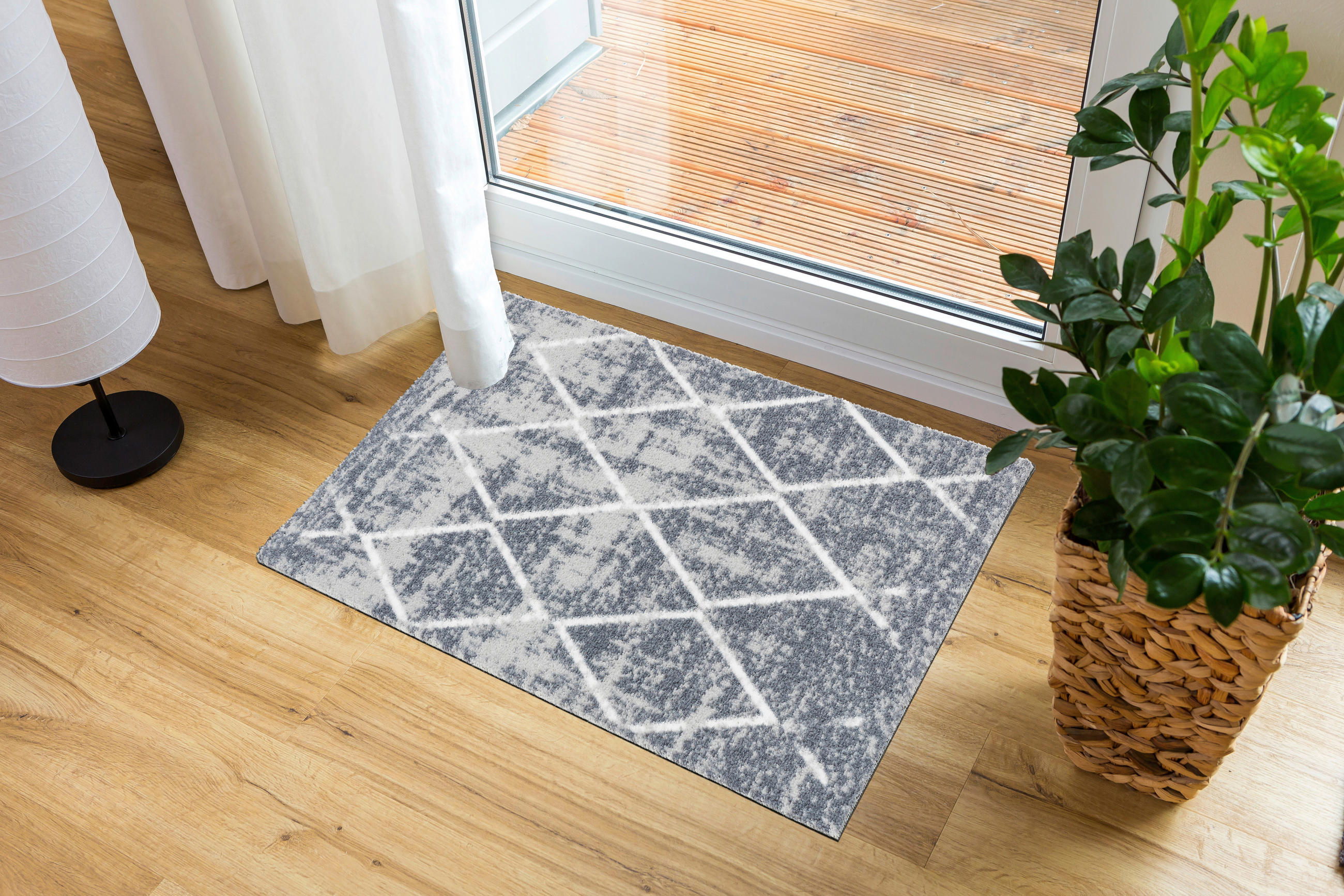 FUßMATTE  66/110 cm  Weiß, Hellgrau  - Hellgrau/Weiß, Design, Textil (66/110cm) - Esposa