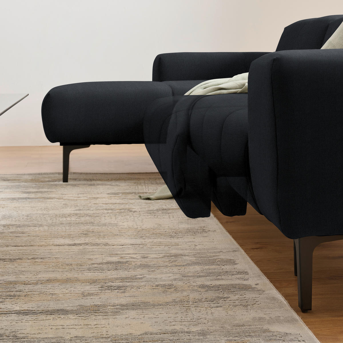 ECKSOFA in Chenille Anthrazit  - Anthrazit/Schwarz, Design, Textil/Metall (167/311cm) - Xora