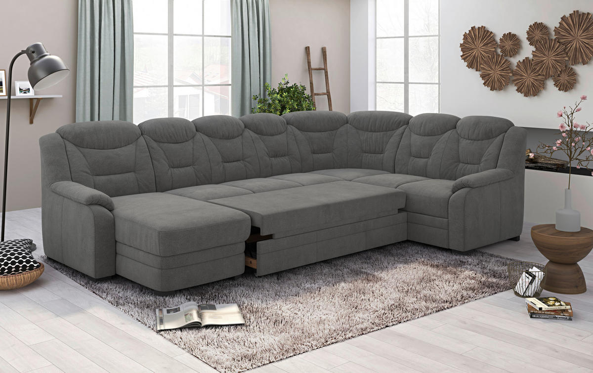 WOHNLANDSCHAFT  in Chenille Anthrazit  - Anthrazit/Schwarz, Basics, Kunststoff/Textil (162/330/211cm) - MID.YOU