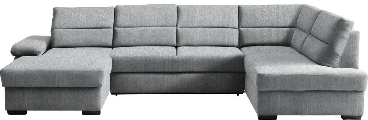 WOHNLANDSCHAFT Webstoff Grau  - Dunkelbraun/Grau, Konventionell, Kunststoff/Textil (166/319/183cm) - Cantus