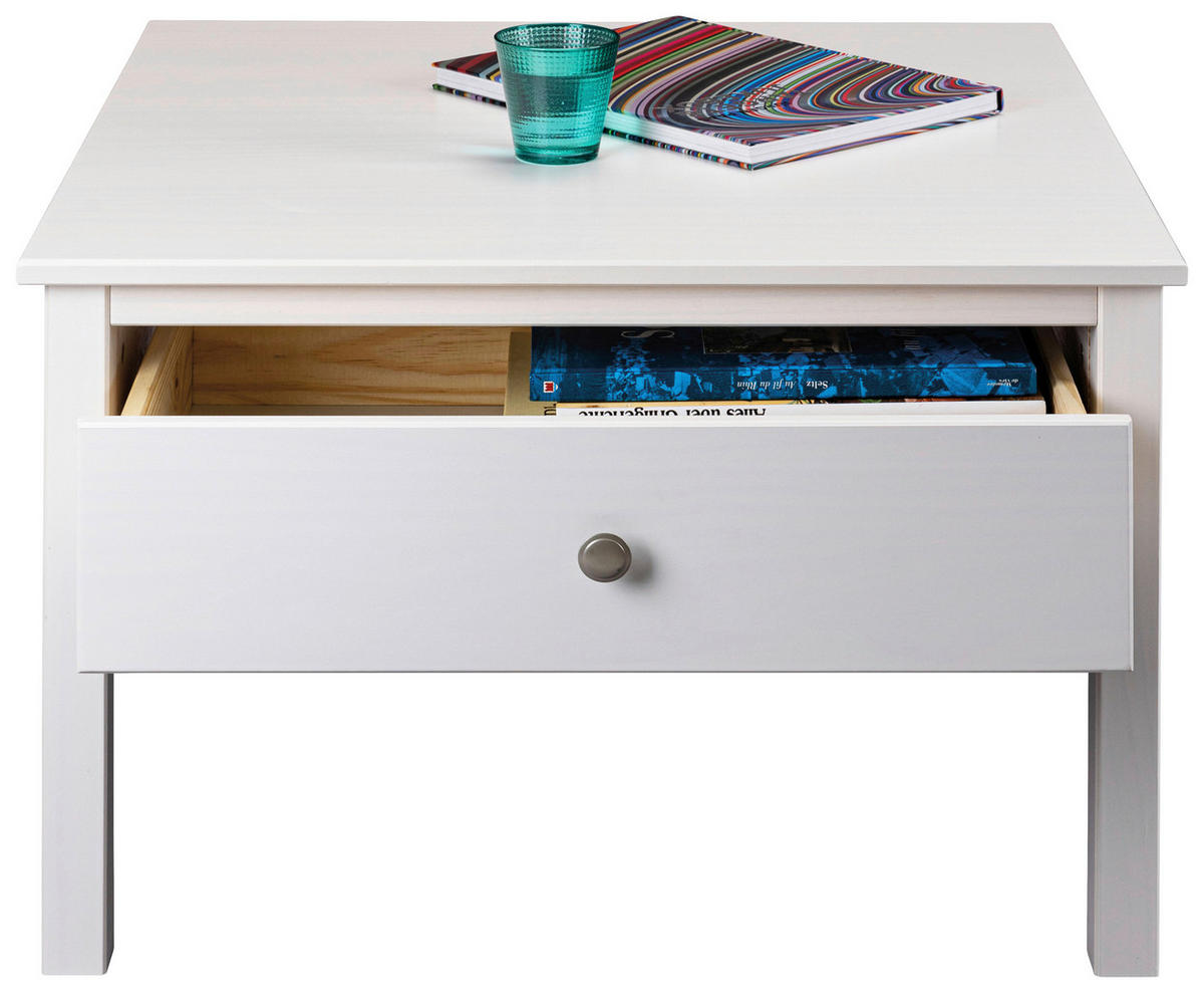 KLUBSKA MIZA, bela  - srebrne barve/bela, Design, kovina/les (70/70/47cm) - Livetastic