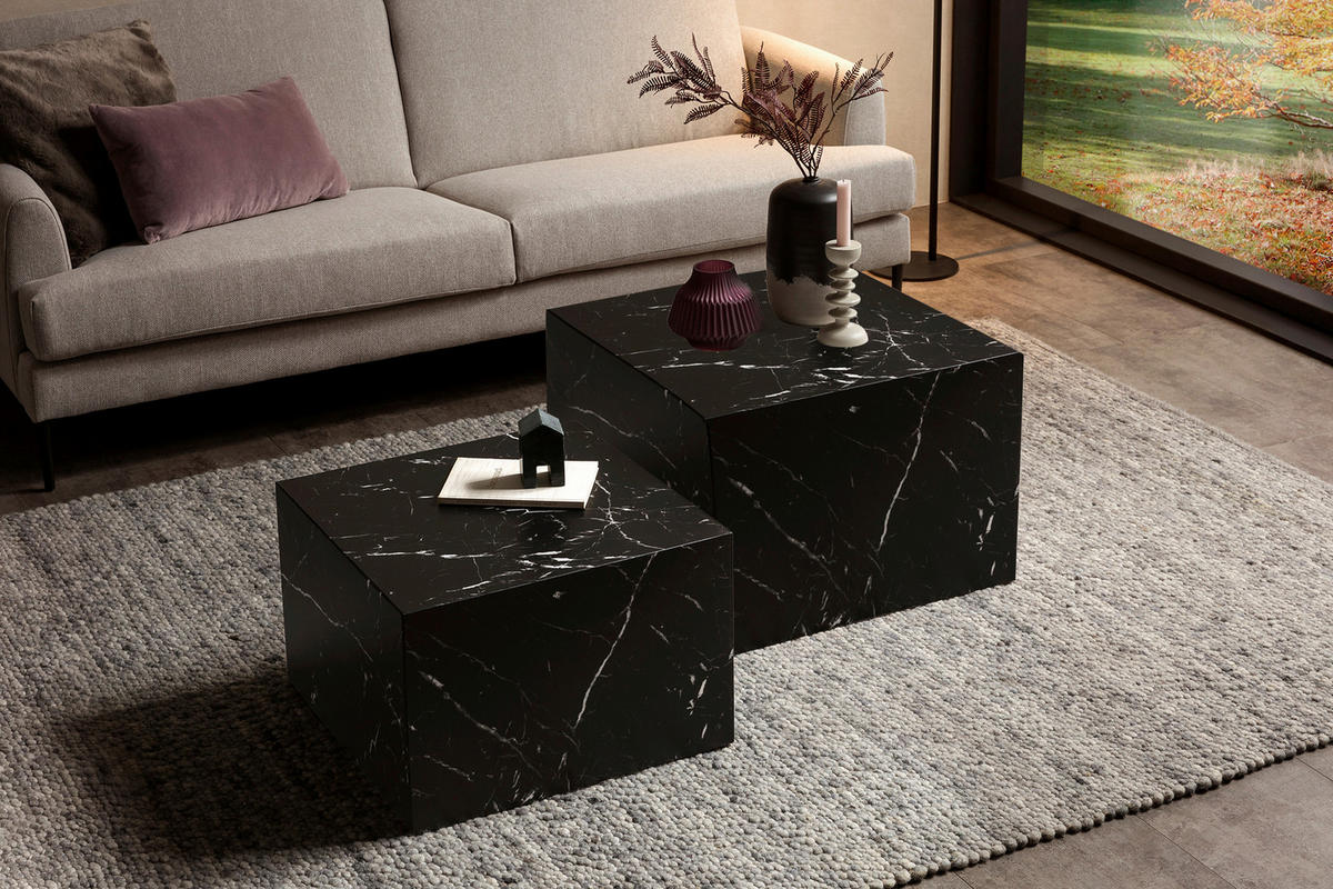 SADA KONFERENČNÝCH STOLÍKOV, čierna, kompozitné drevo, 58-50/58-50/40-33 cm - čierna, Design, kompozitné drevo (58-50/58-50/40-33cm) - Livetastic