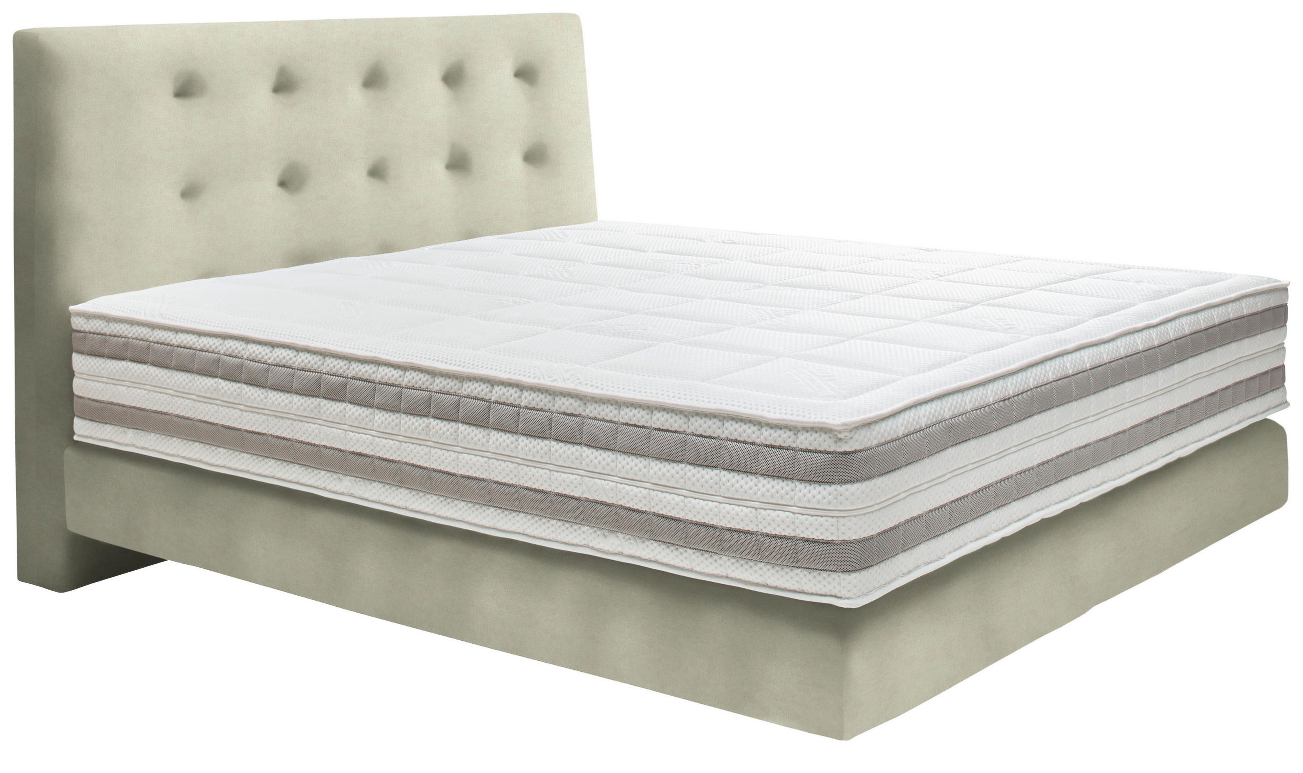 BOXSPRINGBETT 160/200 cm  in Ecru  - Ecru, KONVENTIONELL, Holz/Textil (160/200cm) - Dieter Knoll