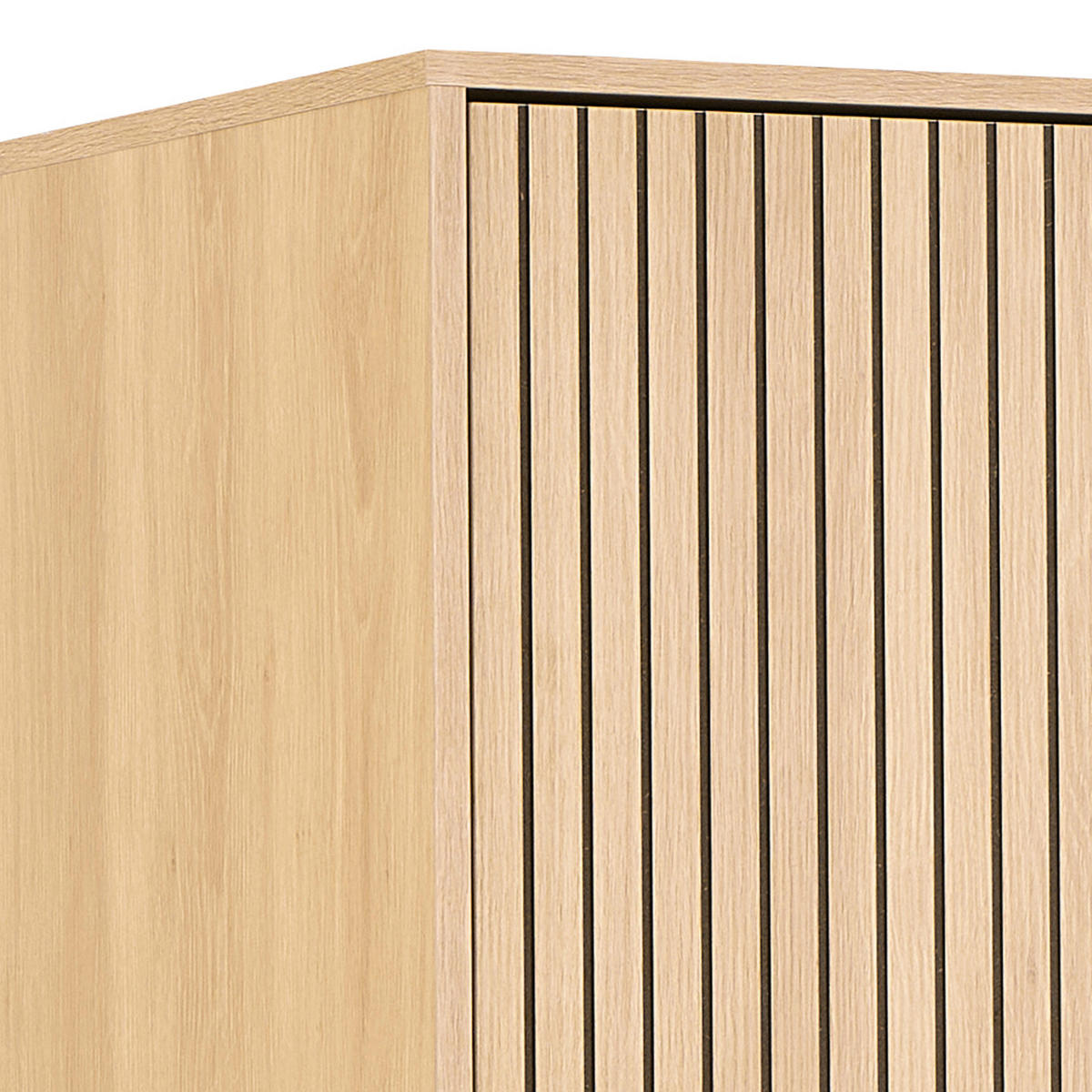 OMARA S KLASIČNIMI VRATI, furnirano hrast naravne barve, črna  - črna/naravne barve, Design, kovina/leseni material (99/200/60cm) - MID.YOU