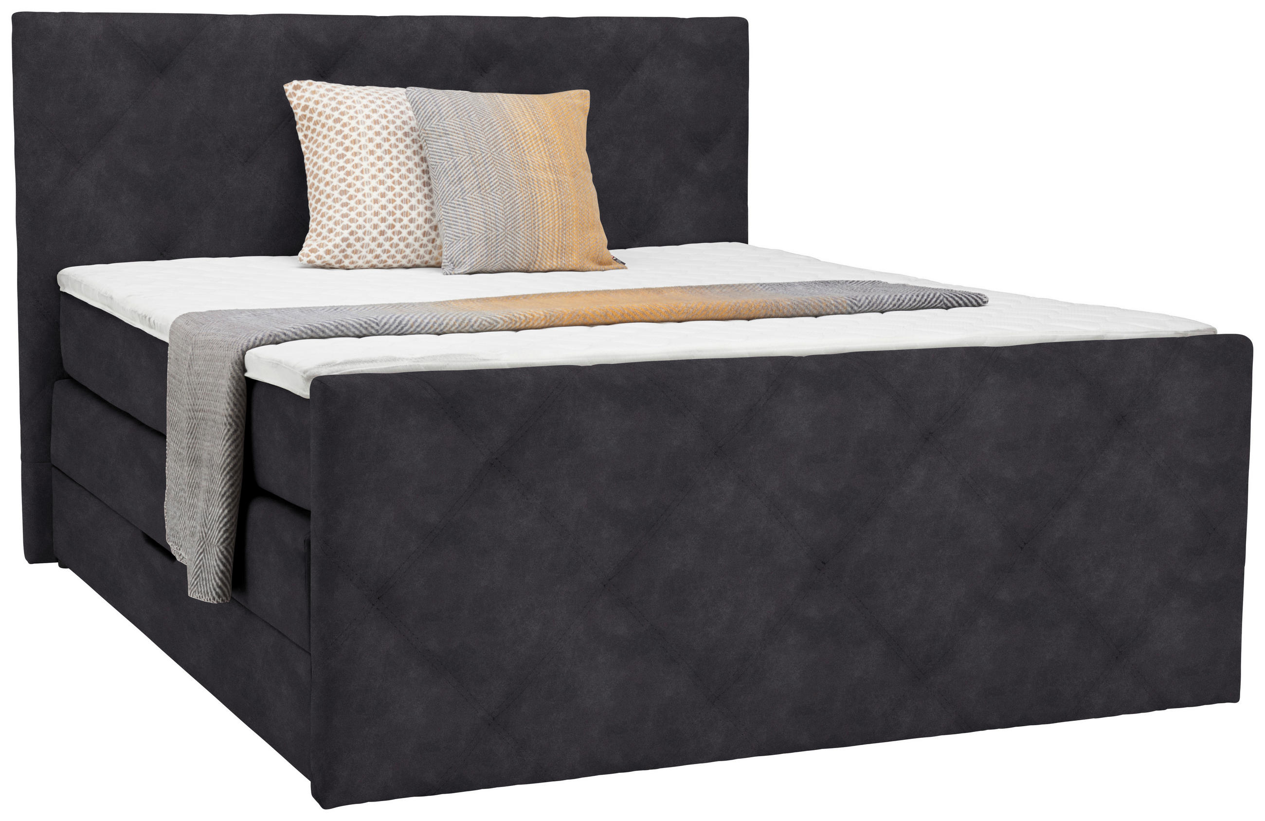 BOXSPRINGBETT 180/200 cm  in Anthrazit  - Anthrazit/Schwarz, Konventionell, Kunststoff/Textil (180/200cm) - Ti'me