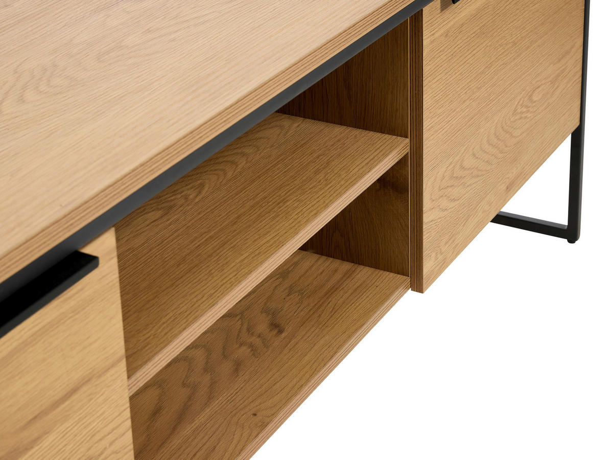 LOWBOARD Eichefarben  155/50/45 cm  - Eichefarben/Schwarz, Design, Holzwerkstoff/Metall (155/50/45cm) - Lomoco