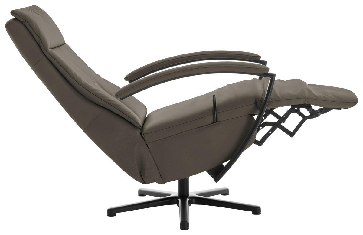 RELAXSESSEL in Leder Graubraun  - Graubraun/Schwarz, Design, Leder/Metall (76/112/83cm) - Beldomo Speed