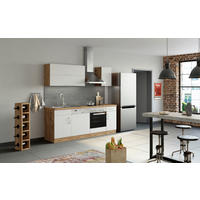 KÜCHENLEERBLOCK 210 cm   in Weiß, Eiche Wotan  - Chromfarben/Eiche Wotan, MODERN, Holzwerkstoff/Metall (210cm) - Held