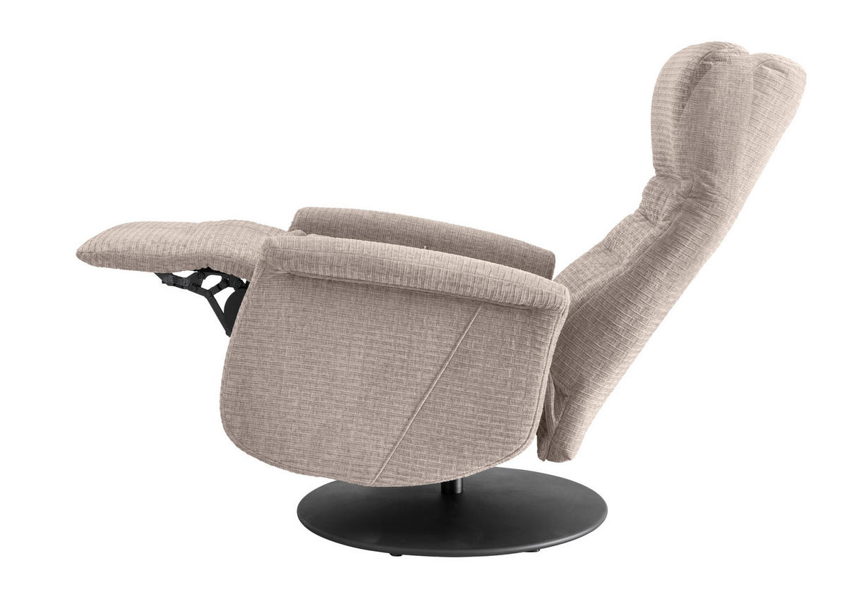 RELAXSESSEL Mikrofaser Kopfteilverstellung, Fußteilverstellung, Rücken echt, Relaxfunktion    - Beige/Schwarz, MODERN, Textil/Metall (72/118/85-165cm) - Livetastic