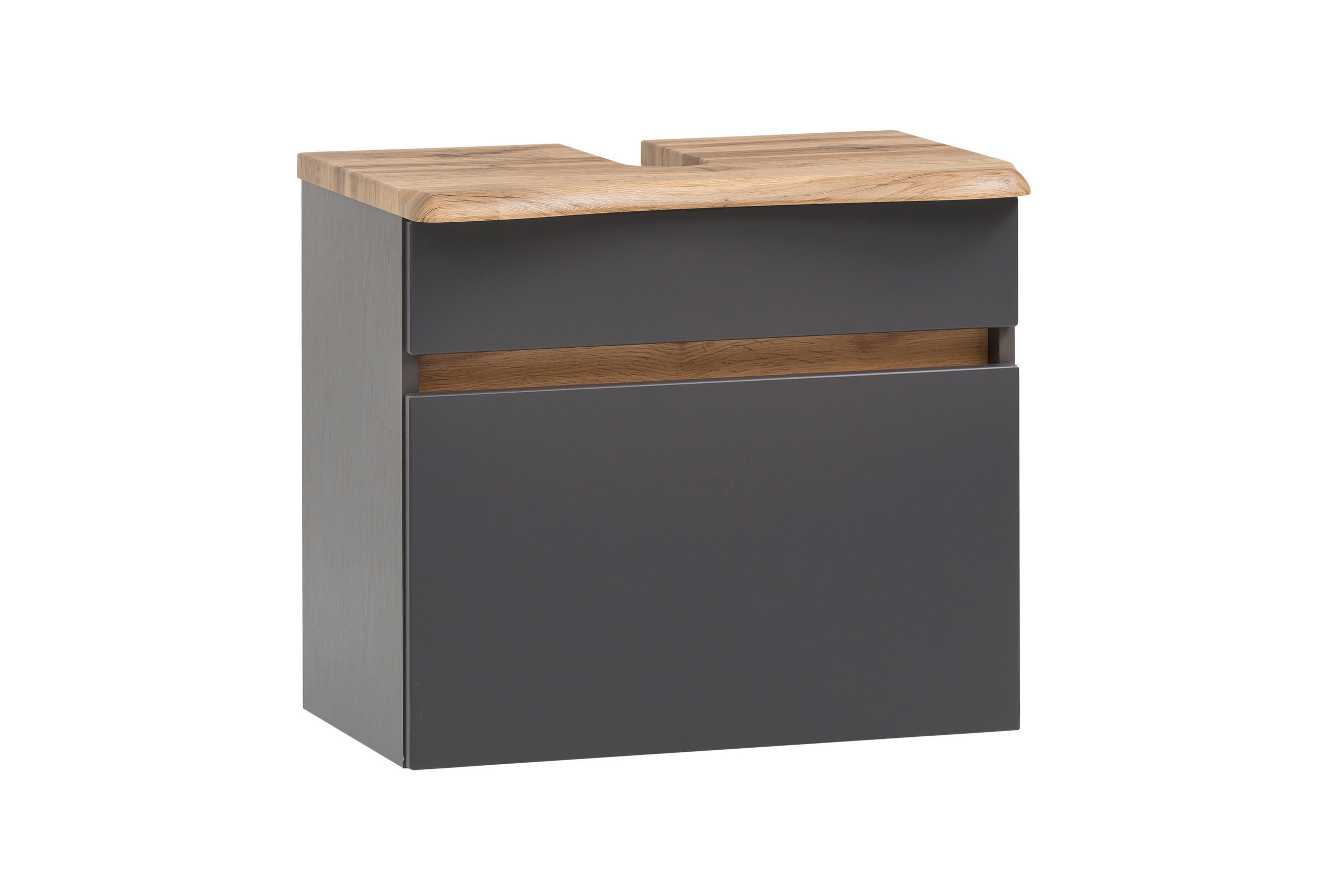 WASCHBECKENUNTERSCHRANK 61/55/40 cm  - Eiche Wotan/Graphitfarben, Natur, Holzwerkstoff (61/55/40cm) - Xora