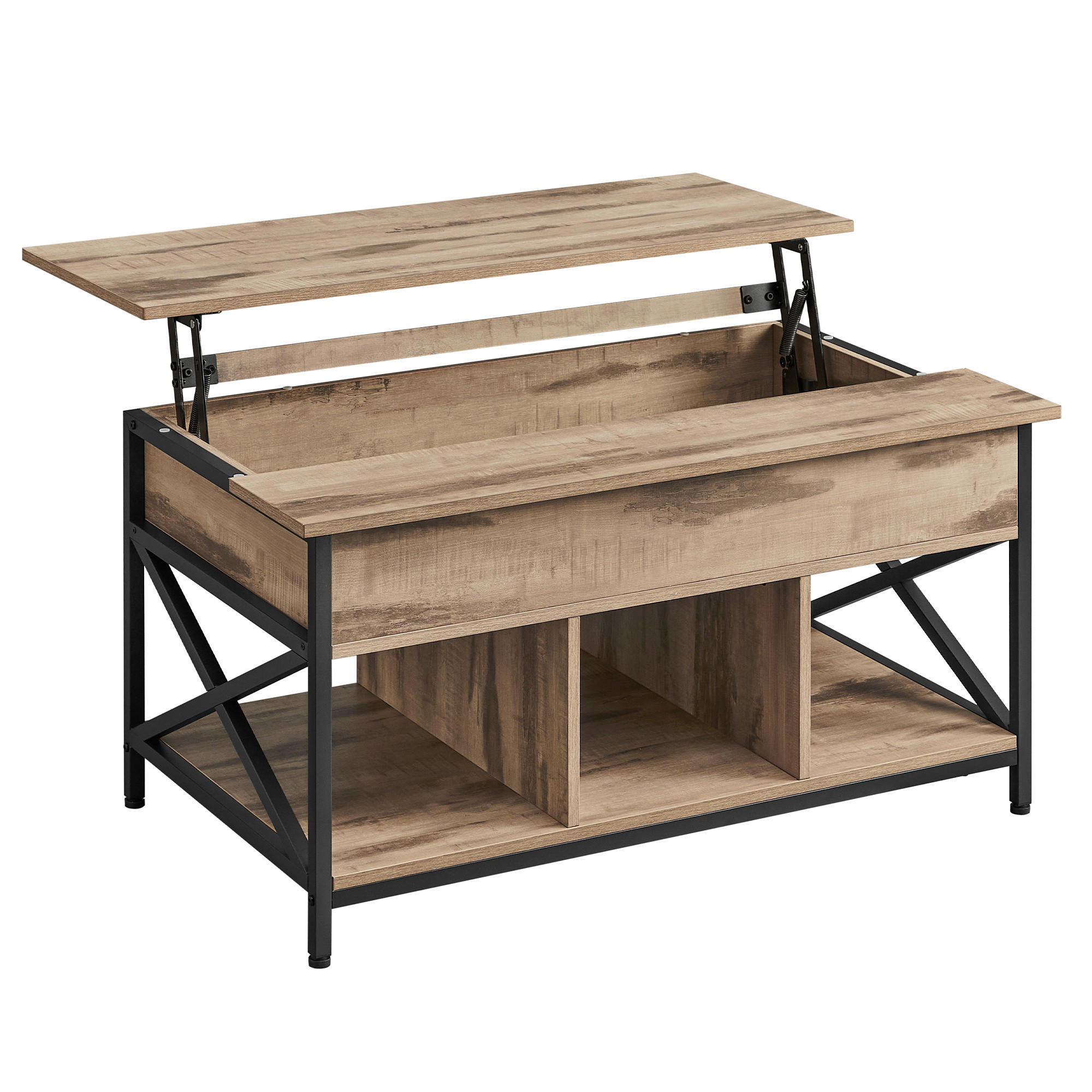 COUCHTISCH Schwarz, Eichefarben  - Eichefarben/Schwarz, Trend, Holzwerkstoff/Metall (100/48-62/60cm) - MID.YOU
