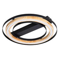 PLAFONIERĂ CU LED - negru/maro deschis, Basics, lemn/metal (47/7cm)