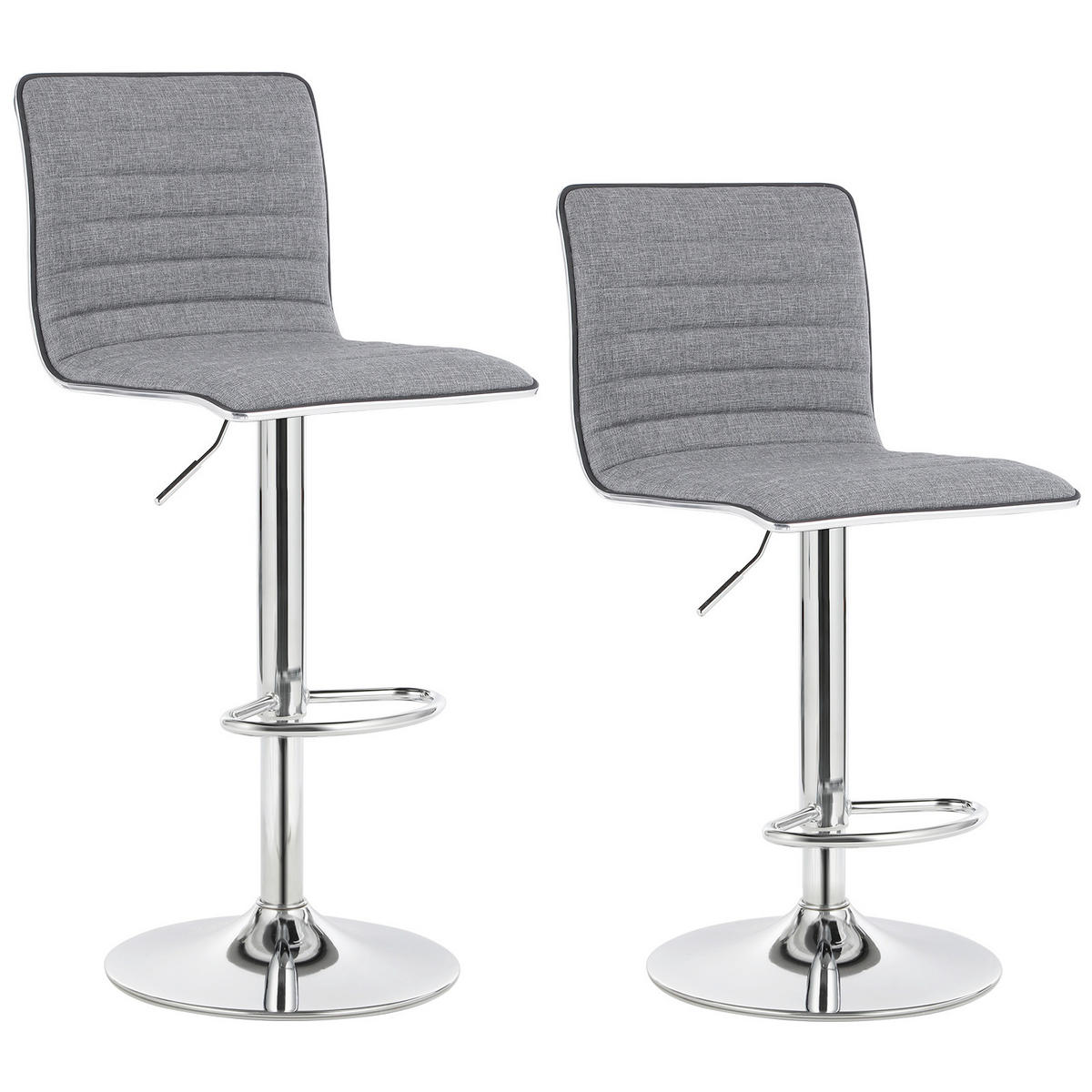 BARHOCKER-SET Leinenoptik Hellgrau Stahl Typenauswahl, Sitzfläche 360° drehbar  - Edelstahlfarben/Hellgrau, Trend, Textil/Metall (44/94-114/39,5cm) - Boxxx