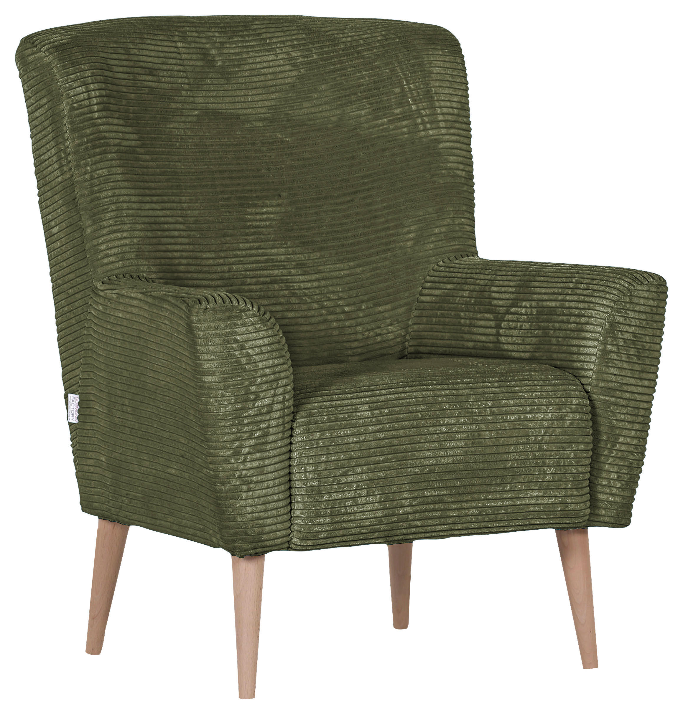 SESSEL Cord Olivgrün    - Naturfarben/Olivgrün, Trend, Holz/Textil (77/80/93cm)