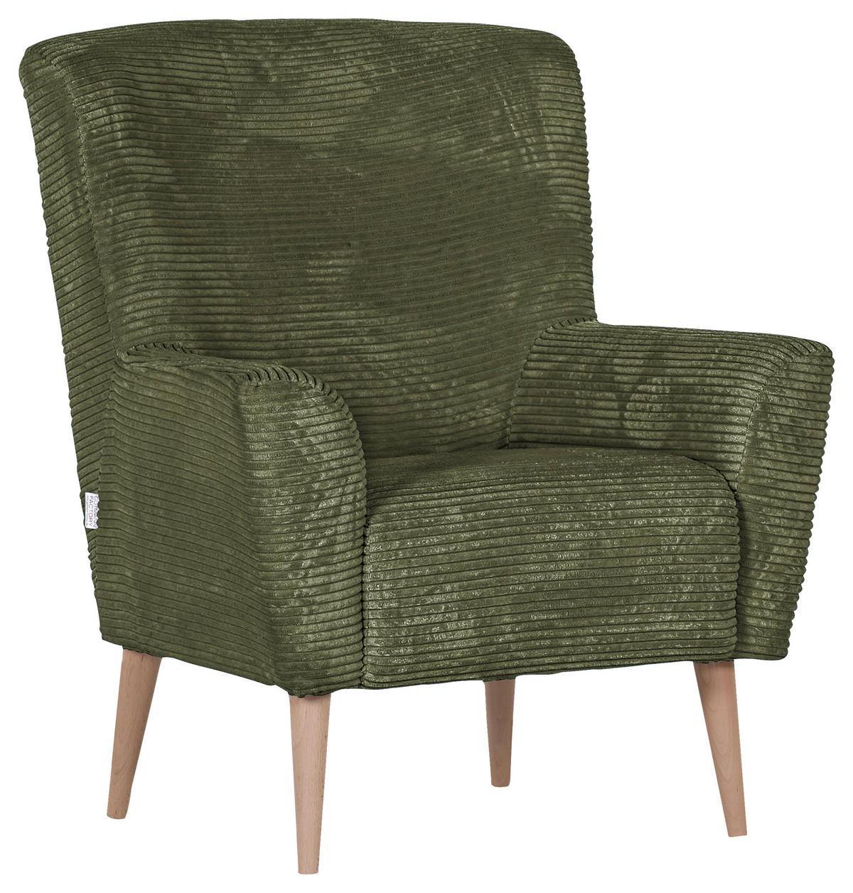 SESSEL in Cord Olivgrün  - Naturfarben/Olivgrün, Trend, Holz/Textil (77/80/93cm)