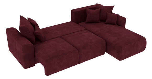 ECKSOFA in Samt Bordeaux  293/195 cm  - Chromfarben/Bordeaux, KONVENTIONELL, Kunststoff/Textil (293/195cm) - Carryhome