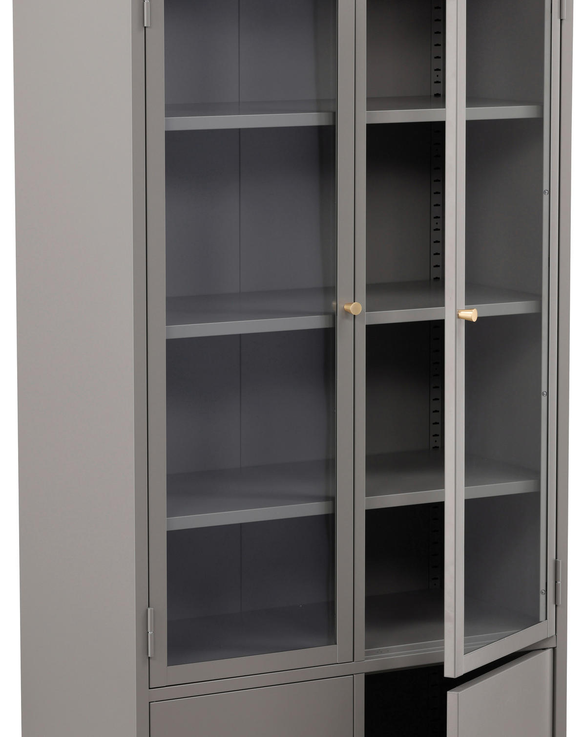 VITRINSKÅP  i ljusgrå  - ljusgrå, Design, metall/glas (80/190/41cm) - Livetastic