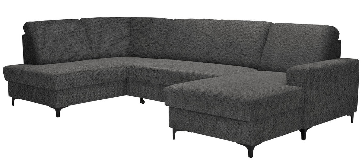 WOHNLANDSCHAFT in Webstoff Graphitfarben  - Schwarz/Graphitfarben, Konventionell, Textil/Metall (185/317/167cm) - Stylife