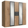 KLEIDERSCHRANK  in Anthrazit, Plankeneiche  - Plankeneiche/Anthrazit, KONVENTIONELL, Glas/Holzwerkstoff (225/208/58cm) - Carryhome