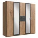 KLEIDERSCHRANK  in Anthrazit, Plankeneiche  - Plankeneiche/Anthrazit, KONVENTIONELL, Glas/Holzwerkstoff (225/208/58cm) - Carryhome