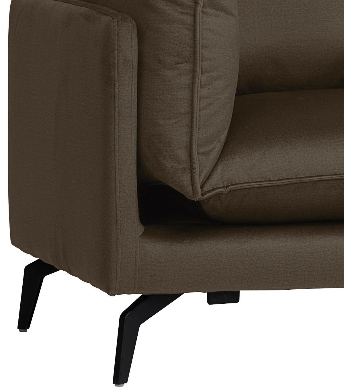 ECKSOFA Braun Samt  - Schwarz/Braun, Design, Textil/Metall (241/200cm) - Carryhome